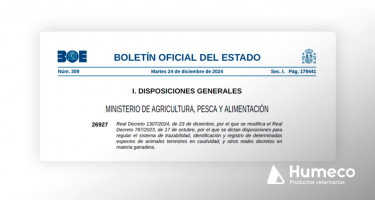 Nuevo Real Decreto 1307/2024 que modifica algunas disposiciones en materia ganadera.