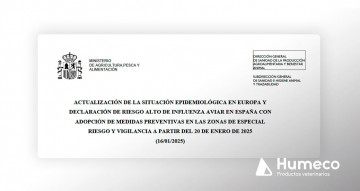 El MAPA ha declarado el riesgo alto de influenza aviar en España